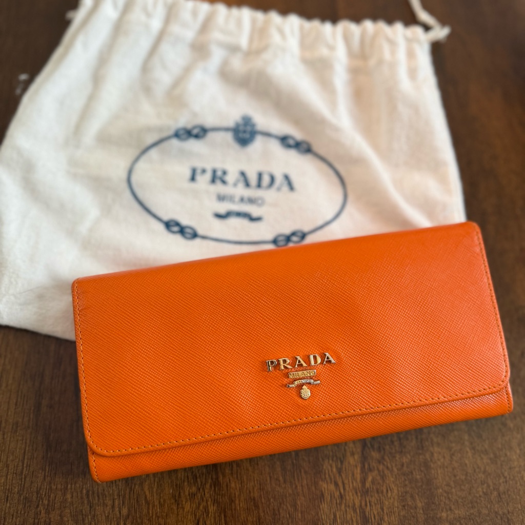 Prada Vibrant Orange Leather Wallet